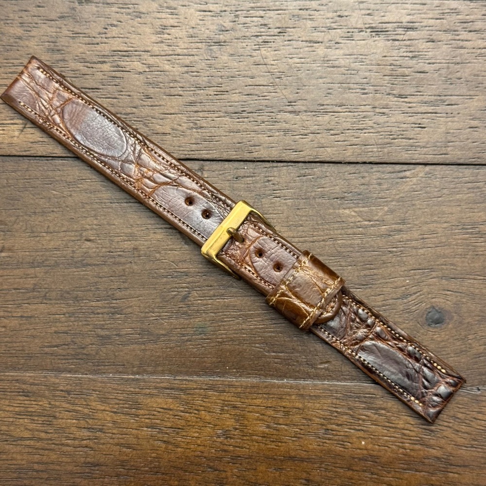 Binson Watch Strap Unisex 5/8 Brown Genuine Alligator Leather Vintage NOS
